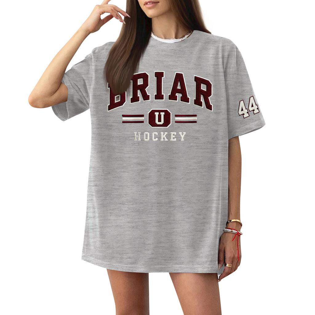 Women Casual Short Sleeve T Shirt Letter Print Loose Fit Crew Neck Cotton Blend Lightweight Tee Top for Everyday Wear