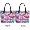  Easter Floral Tote Bag Cute Bow Decor Casual Shoulder Bag for Women Daily Shopping Outing Portable Handbag