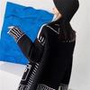Frauen Einzigartige Langarm Graffiti Print Pullover Strickjacke Herbst Winter V-ausschnitt Gestrickte Cardigans Weibliche Y2k Lose Faul Stricken Mantel