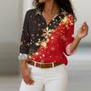 Women's Shirt With Floral Print Buttons, Long Sleeved Casual Regular Shirt Blouses Casual Plus Size Basic Tops
