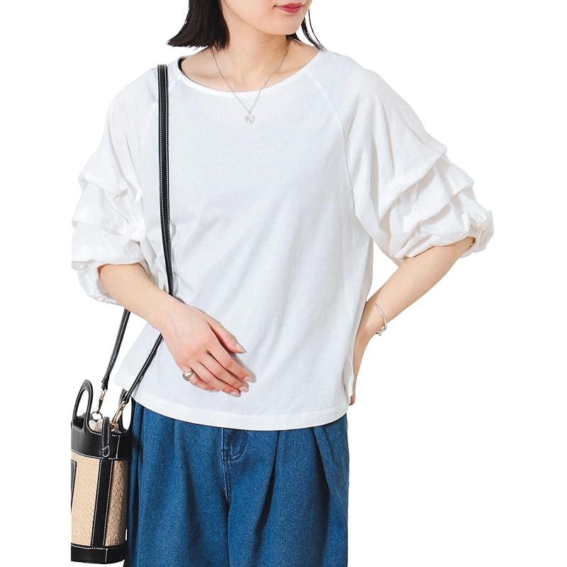 

[Beams Heart] S/S_TEE tuck sleeve pullover ladies OFF_WHT ONE SIZE
