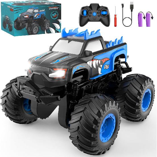 Remote Control Car, 1:24 Scale All Terrain Monster Tuck Toys with Upright Driving and 360° Rotation, Remote Control Tuck with 20km/h, Auto Demo and