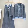 Autumn And Winter Jacquard Knitted Cardigan Women's Suit Jacket Vest And Pants Three Piece Set
