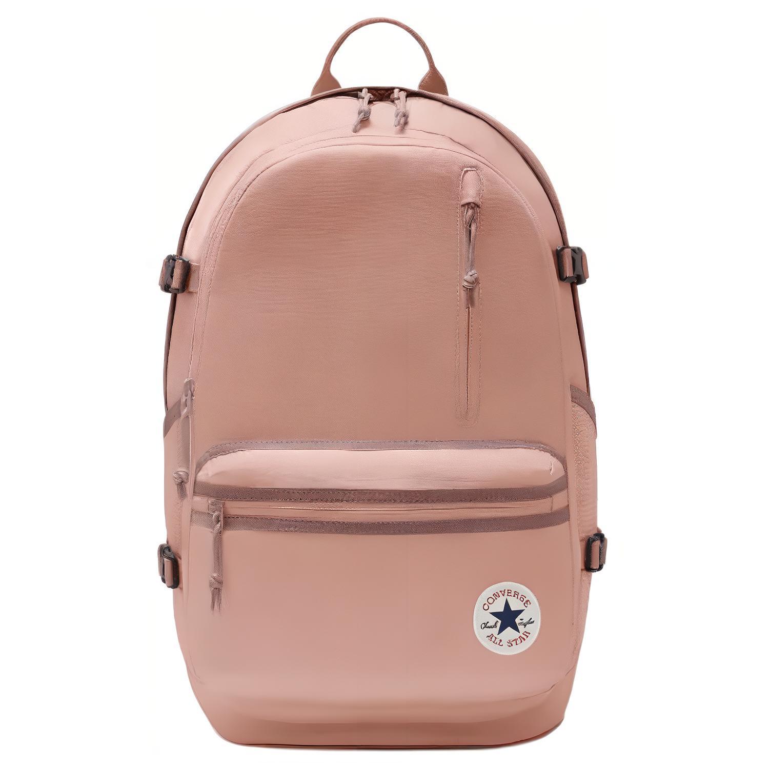 Converse Straight Edge Casual Simple Zipper Closure Polyester Backpack Unisex backpack Pink Brown 10021138-A22 Pink Brown