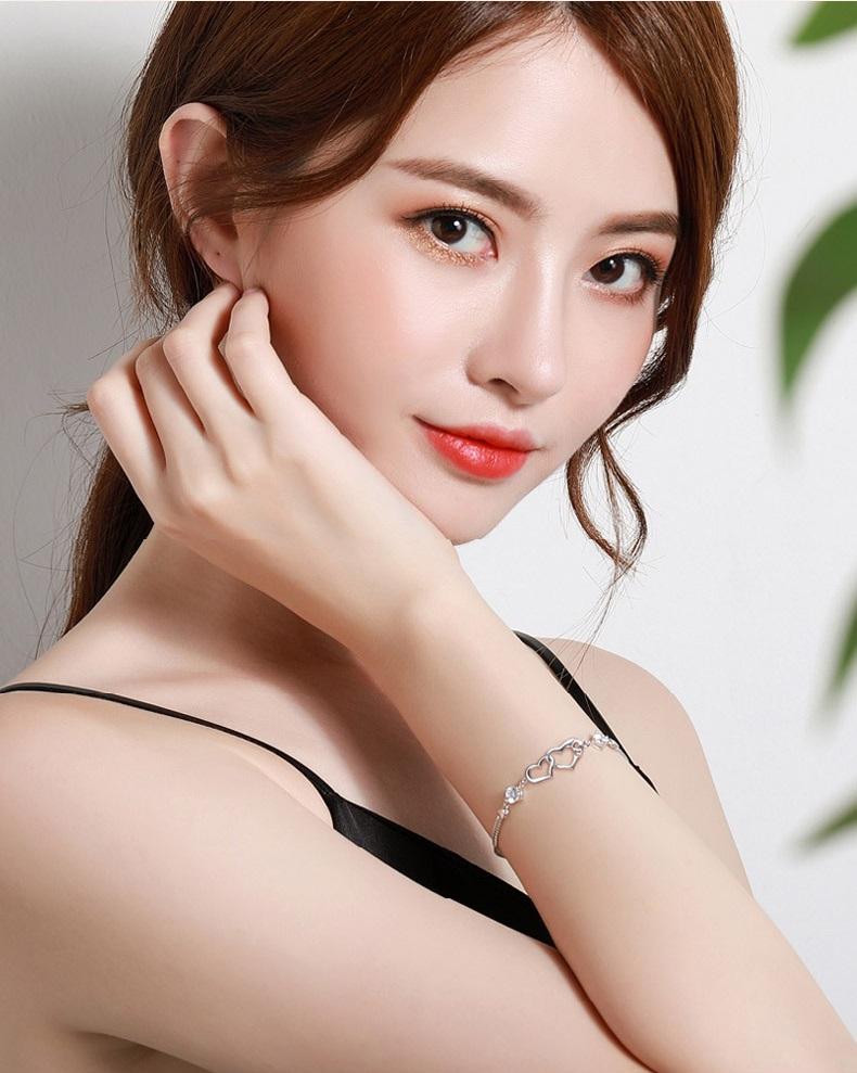 JewelryTop  Sterling  Classic Crystal Heart Bracelets Charms for Women Fashion Party Wedding Jewelry Gifts