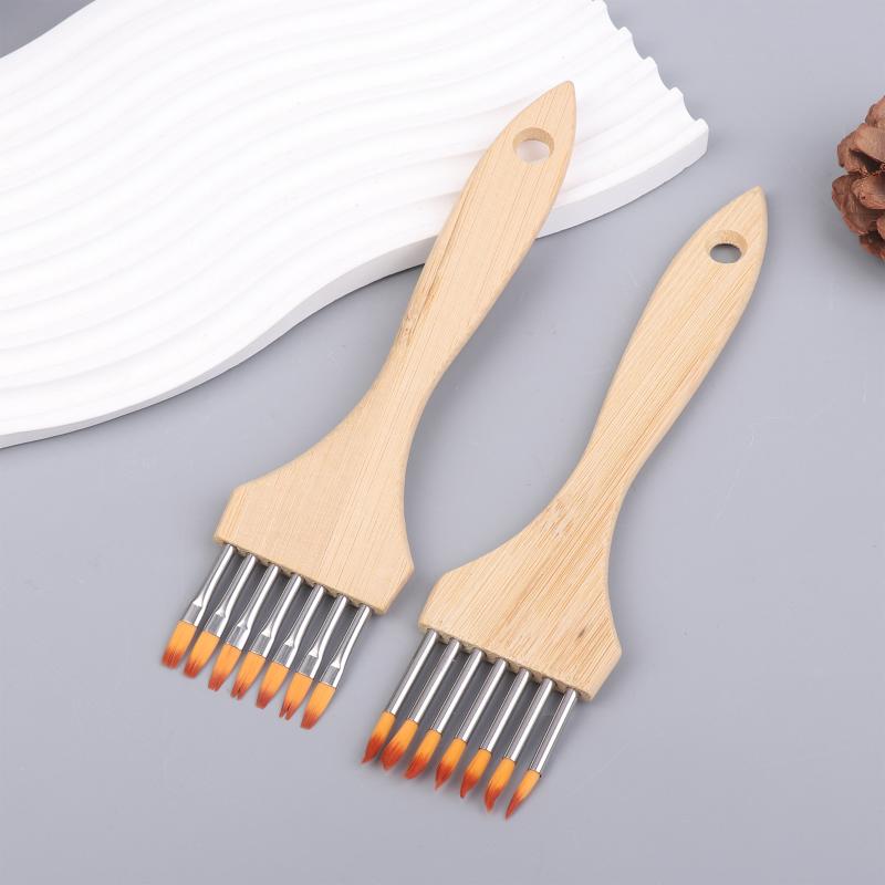 1/3/6Pcs Wooden Handle Multi-toothed Brush Comb Watercolor Acrylic Brushes Set Artists Drawing Supplies