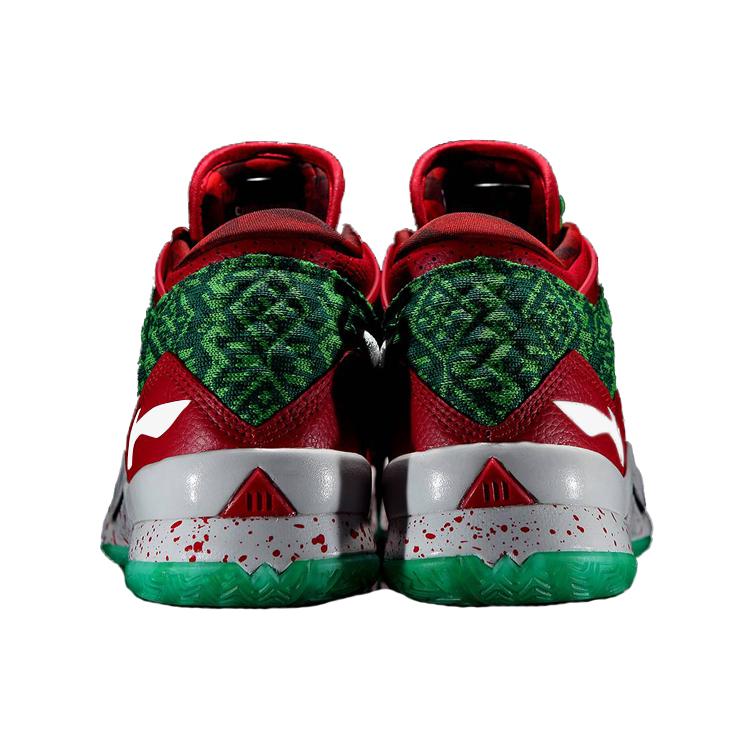 Li Ning WOW 3 Way Of Wade 3 Christmas Slip Resistant Mid top Basketball Shoes Men's Green Red White ABAJ013-12