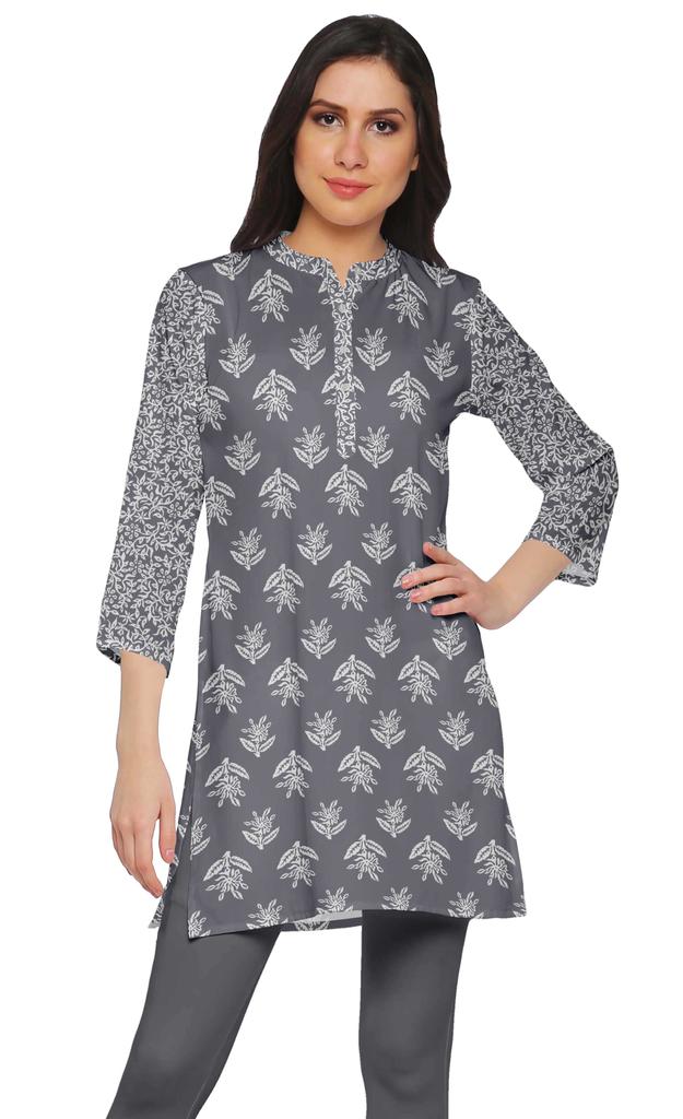 Moomaya Printed Side Slit Short Kurta Tunic For Women Summer Wear Ladies