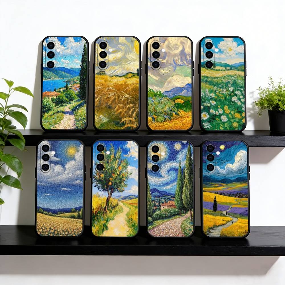 Oil painting Phone Case For Samsung Galaxy A73,A72,A71,A70,A53,A52,A51,Soft Silicone Black Cover