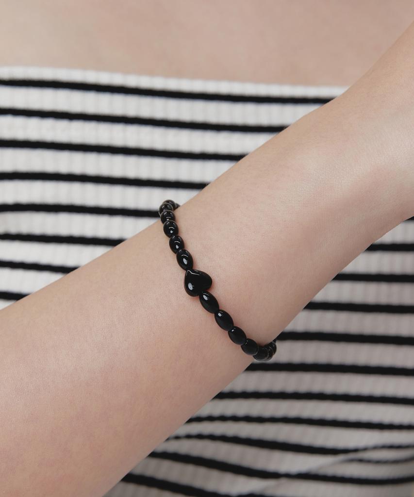 Dmoment (925 Silver) Midnight Heart Silver Bracelet