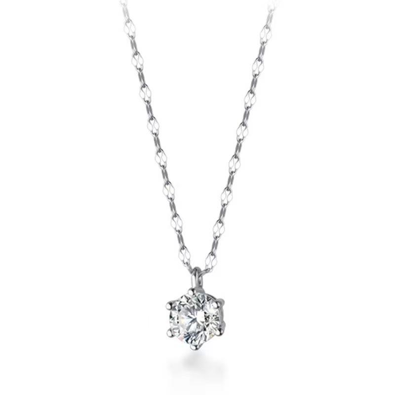 Позолоченное ожерелье «Слеза Ангела»: Элегантный кулон на шесть зубцов с блестящей никелево-серебряной ключичной цепочкой