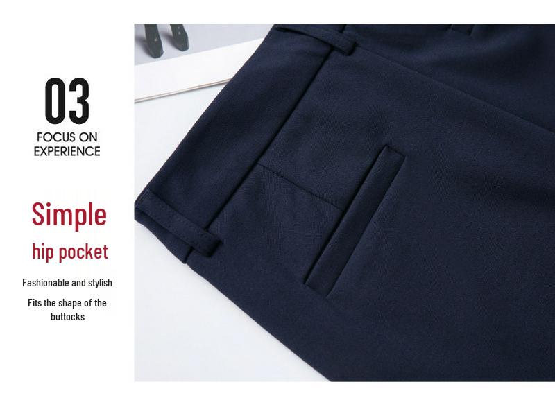 2024 Spring & Autumn Black Elastic High-Waisted Straight-Leg Pants for Women - Slimming, Versatile, Casual Fit for Middle-Aged Moms