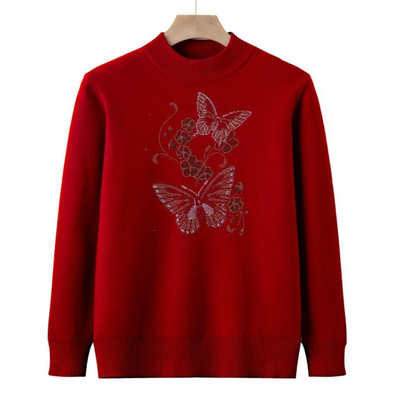 Mamas Herbst- und Winterkleidung verdickter integrierter Fleece-Pullover Damen warmes Innenoberteil mittleres Alter Mann Fleece neuer Strickpullover