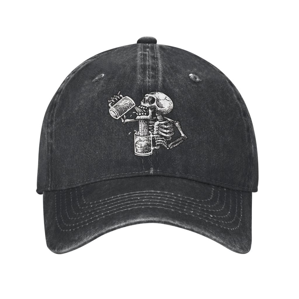 Its Beer Oclock Funny Skeleton Baseball Caps Vintage Distressed Washed Headwear Unisex Outdoor All Seasons Travel Caps Hat