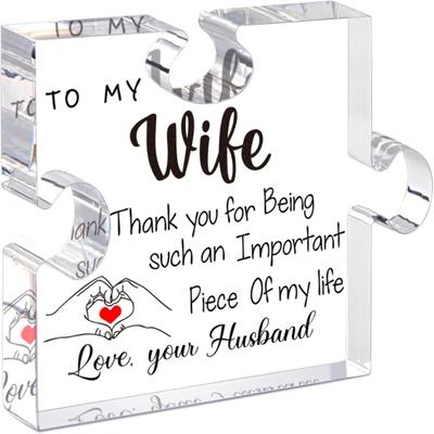 Pieza de Puzzle de Bloque Acrílico Grabado Precioso Regalo para Mamá Abuela Esposa en el Día de la Madre de Esposo Hija Hijo