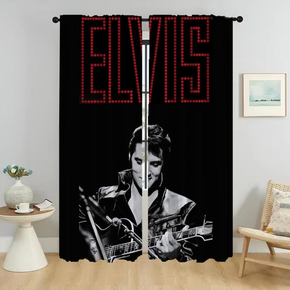 

Elvies Partition Window Curtain Room Panel Curtains Bedroom Shades Halloween Decoration Home Interior Living Made Of Polyester Washable Decor Ready W100*H130(CM)-Grommet top&2PCS