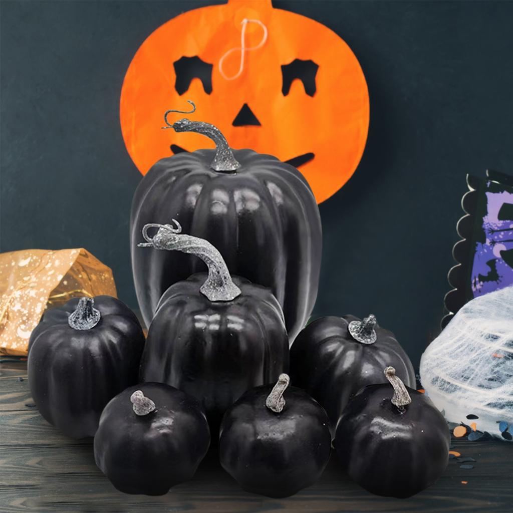 Artificial Assorted Pumpkins Fake Artificial Maple Leaves Halloween 7stk