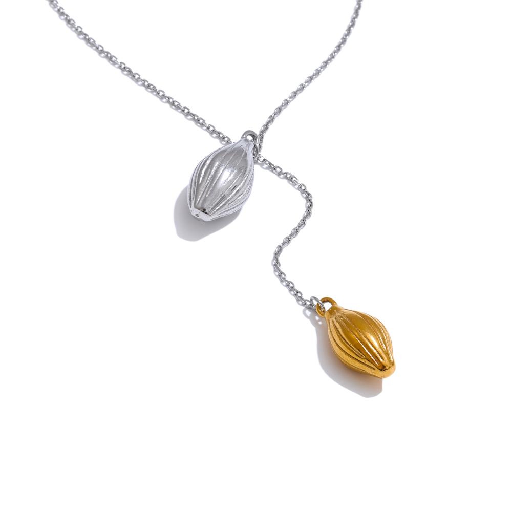 

Yhpup Exclusive Design Stainless Steel Metal Lotus Bud Cast Drop Necklace Special Trendy Jewelry Recommend Accessories Gift