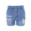 New Slim Fit Single Breasted Pleated Pocket With Rolled Edge Straight Leg Casual Denim Shorts
