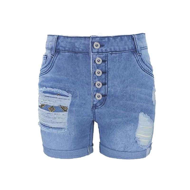 New Slim Fit Single Breasted Pleated Pocket With Rolled Edge Straight Leg Casual Denim Shorts