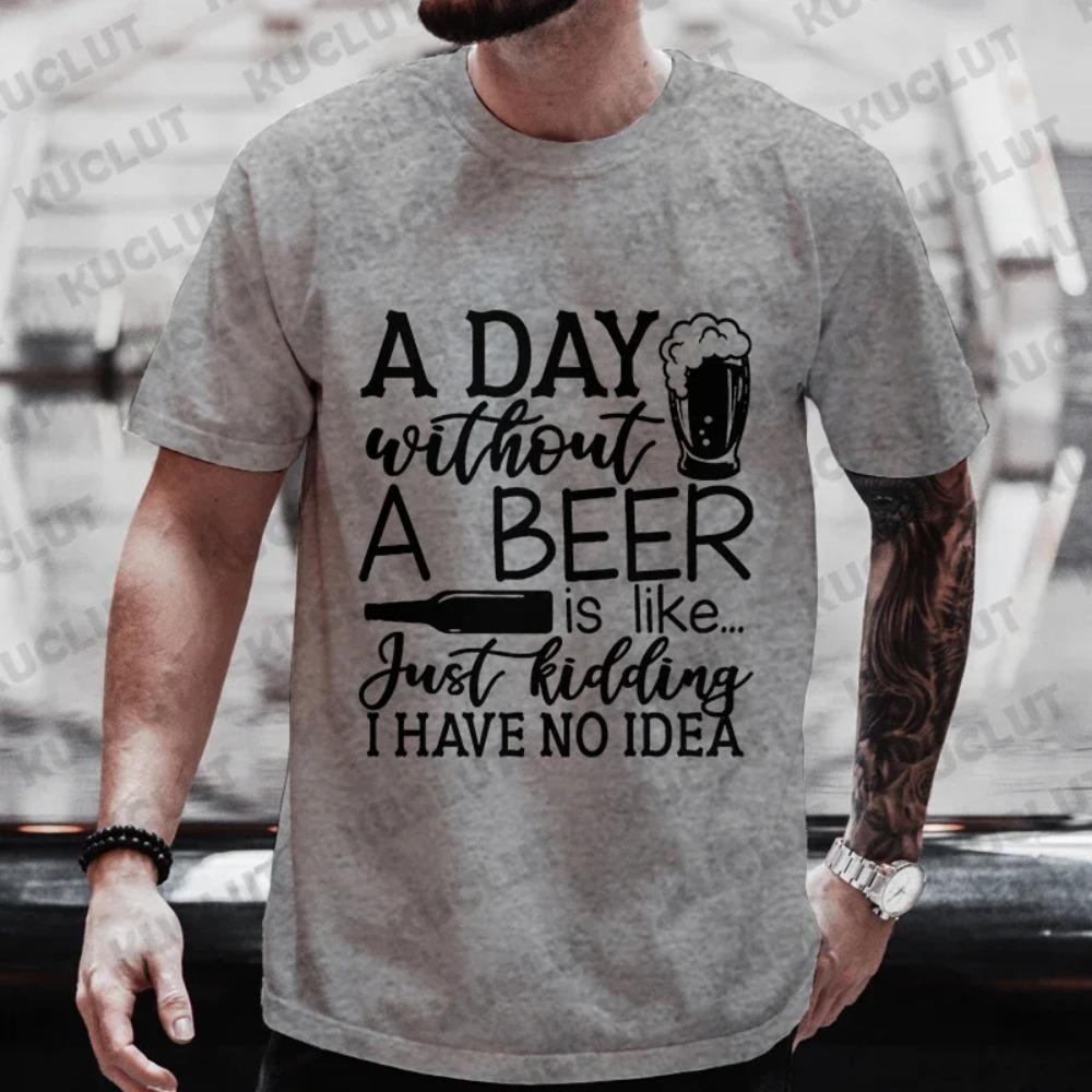 Dzień Piwa Śmieszny Graficzny T-shirt Y2k dla Mężczyzn Impreza z Piciem Krótki Rękaw Letnia Moda Casualowa Odzież Uliczna Oversize