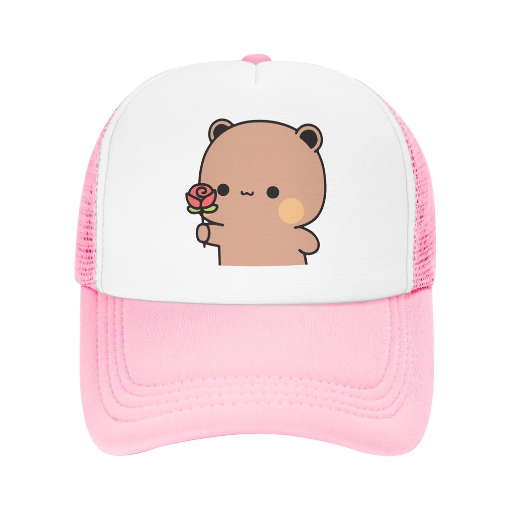 Panda And Brownie Bear Couple Active Trucker Hats Unisex Women Bubu and Dudu Dad Hat Sun Caps Dad Hat Breathable Mesh Baseball Cap