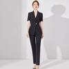 Women's Black Slim-Fit Short-Sleeve Professional Suit - Summer Fashion Workwear with Teacher Temperament