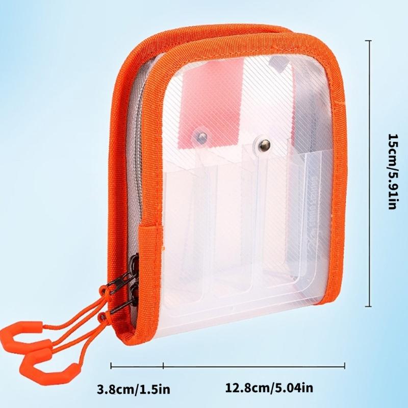 Clear Squid Jig Lure Hook Storage Case with 2 Way Zippers Portable Fishing Lures Bag for Squid Hook Baits 6 Compartment