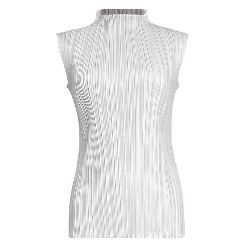Miyake 2025 Sommer Damen Slim Ärmellos Stehkragen Weste - Vielseitiges Basic-Top