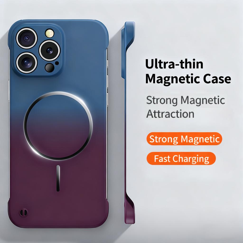 Ultra Thin Gradient Frameless Phone Case For iPhone 17 Pro Max Air 14 15 Plus 12 13 16 Pro For Magsefa Magnetic Protection Cover