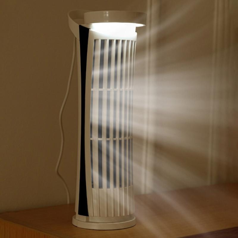 Ventilatore da scrivania USB portatile a 2 velocità con luce LED, senza pale, sicuro e silenzioso, ventilatore a torre da tavolo per studenti e impiegati