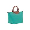 New LONGCHAMP Le Pliage Cow Leather Trim Dumpling Bag Handbag Medium Women's Blue 1623089P70