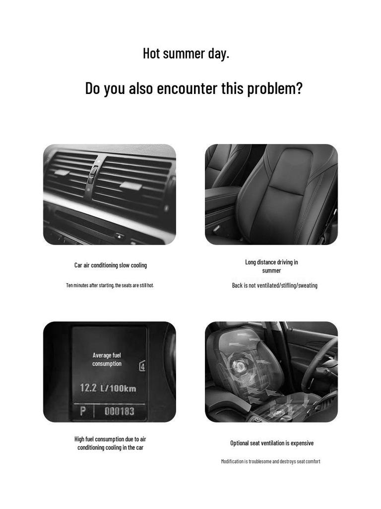 2025 USB Car Fan with High Wind Power and Seat Backrest Pillow