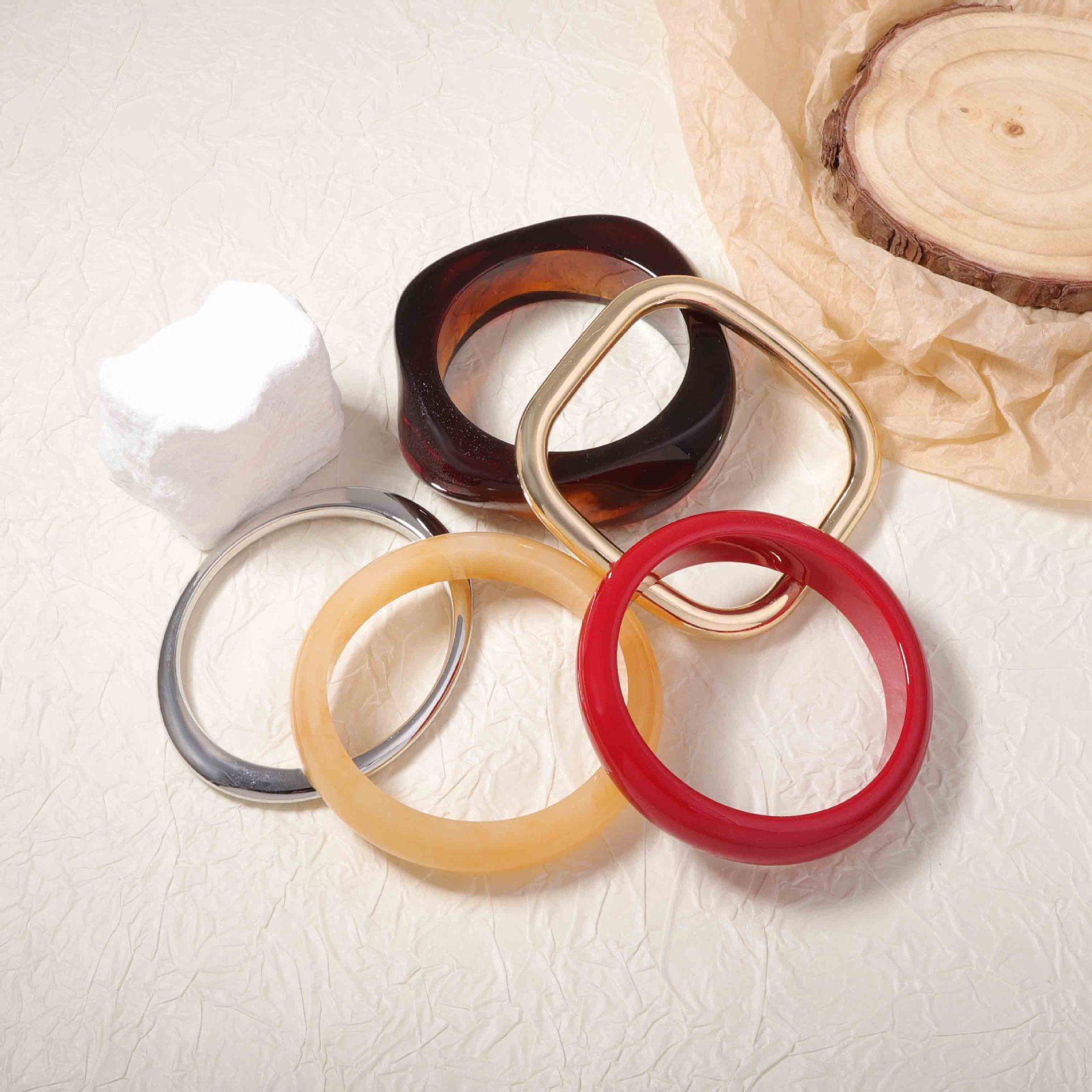 Ретро-персональность тренд холодный ветер смола CCB геометрический круглый пятиэлементный женский браслет, повседневный и универсальный