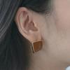 Kahaag Square Brown Casual Earrings for Women Neat
