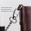 Genuine Leather Men's Wallet Large Capacity RFID Blocking Wallet Casual Retro Multifunctional Card Bag With Anti-Lost Chain