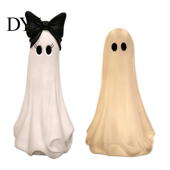 Spooky Season Decorations Cute Ghost Resin Ornament, Matte Finish Desktop Figurine, Decorative Decor for Living Room Halloween Statue Home Entrance