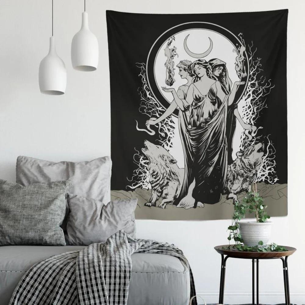 Moon Goddess Hecate Home Decor Tapestry - Wiccan Tapestry - Hekate Witchy Room Decor Tapestry Wall Decor 100X70CM