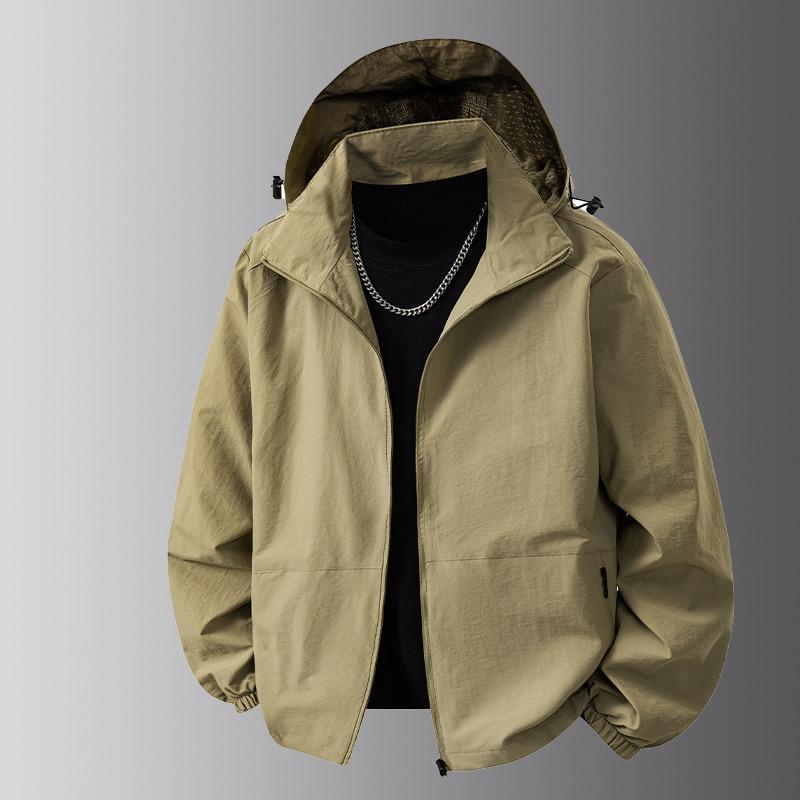 New autumn and winter sunscreen clothing stand-up collar jacket men's jacket men's casual hooded trendy casual versatile jacket