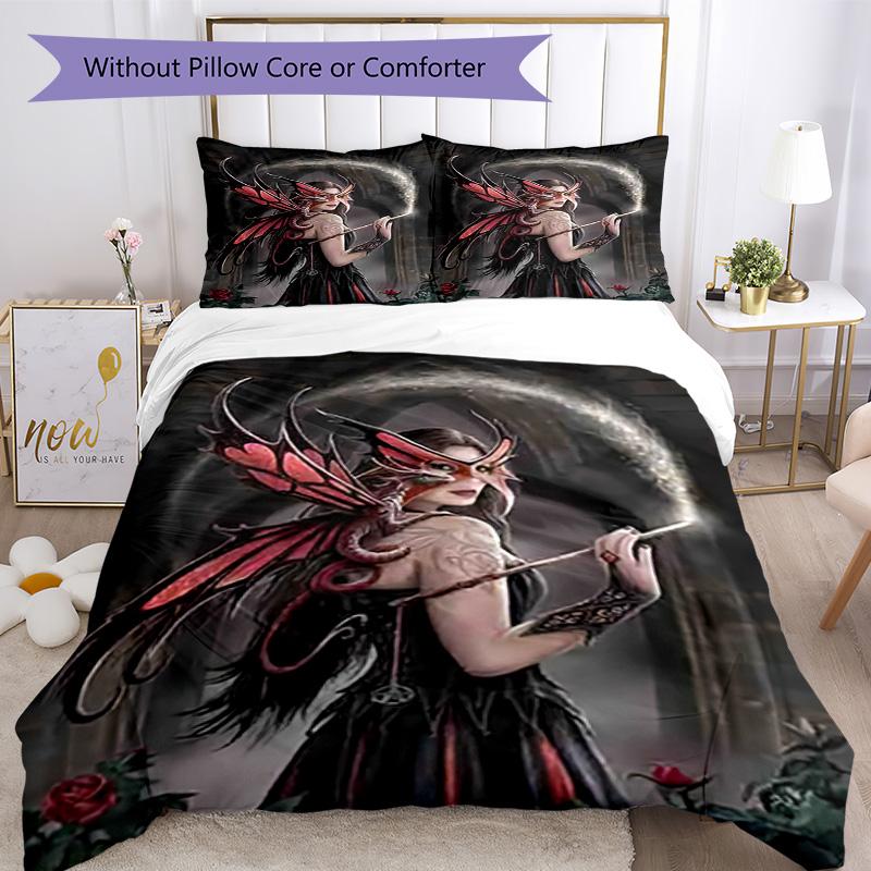 Gotisches Bettwäsche-Set Atmungsaktiver Bettbezug mit Kissenbezügen Dekorative Bettwäsche für Schlafzimmer Heimdekoration Geburtstagsgeschenk