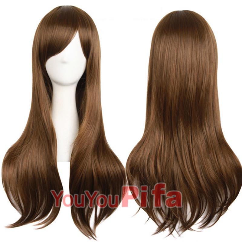 Long Curly Cosplay Wig for Women - 70cm, Gold/Pink/Blue, Realistic Full Wig with Headband