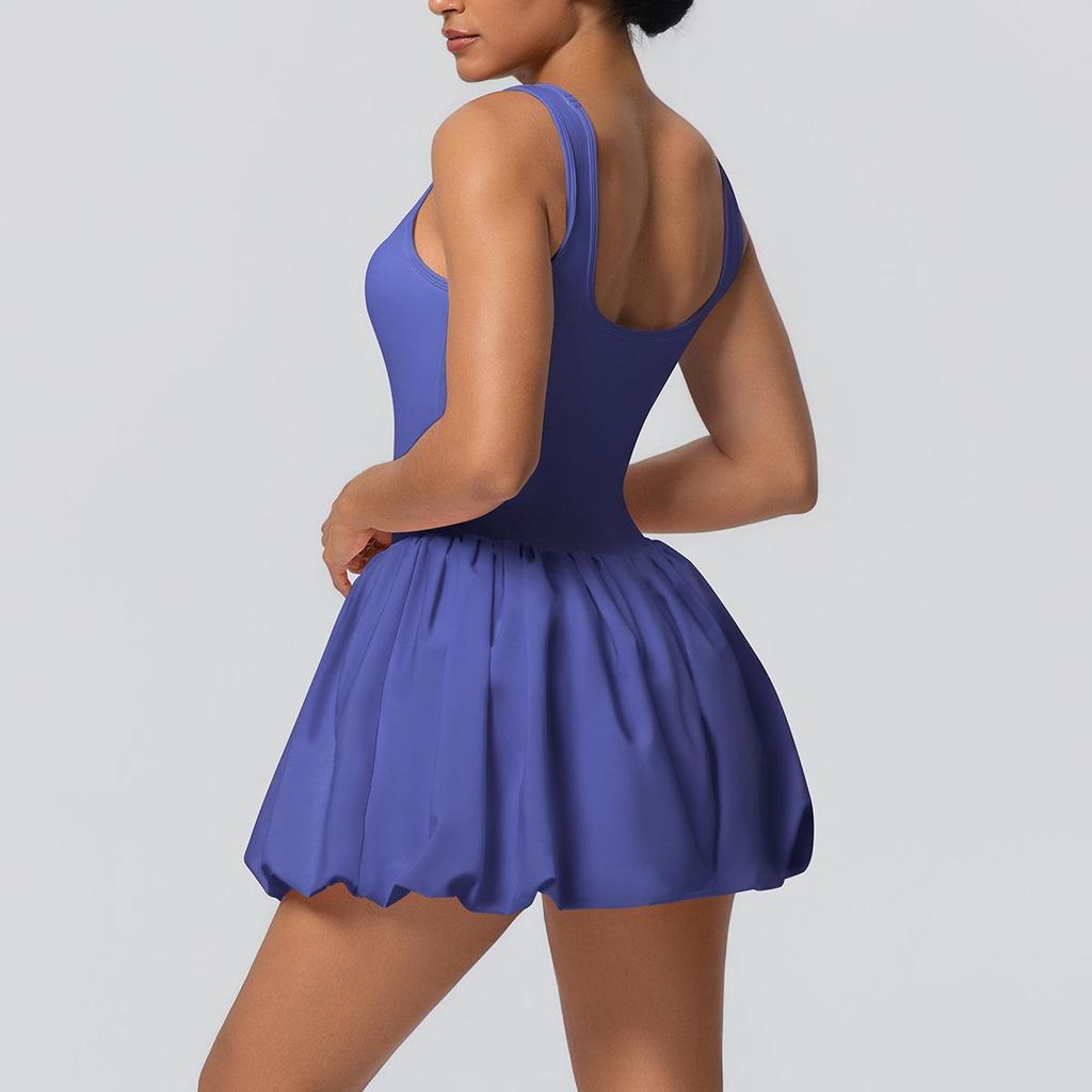 NEW Bare Feel Sports Dress with Pocket,anti-exposure,tennis Wear with Bra Pads,gym Suit,yoga,running, Fitnes, Sports Trends, Cycling Dress Purple