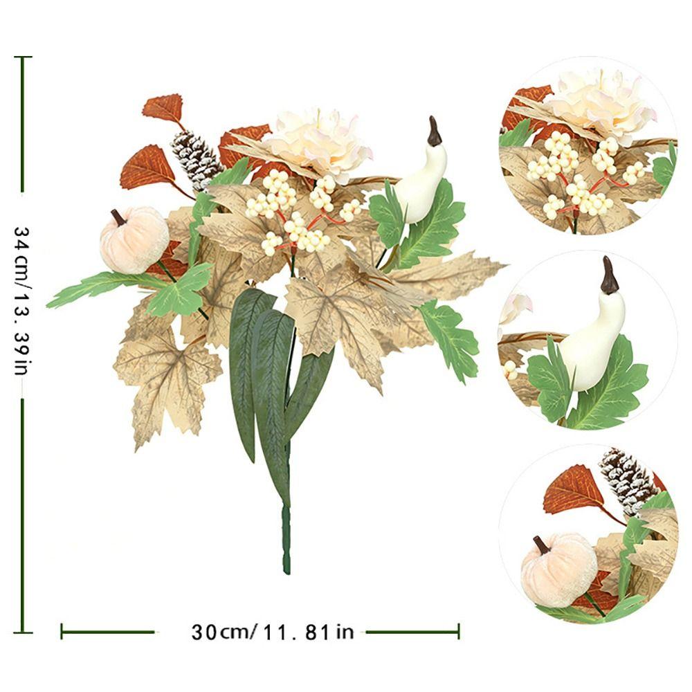 Foam Pumpkin Artificial Flower Bouquet Silk Leaves Halloween Decorative Flower Thanksgiving