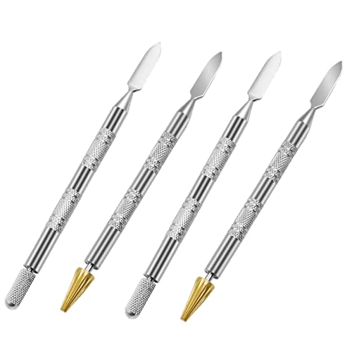 IBUKI-STYLE Leather Craft Pen-Shaped Edge Coating Tool with Roller and Spatula, Set of 4, for DIY Finishing, Stainless Steel, and Handmade Modeling