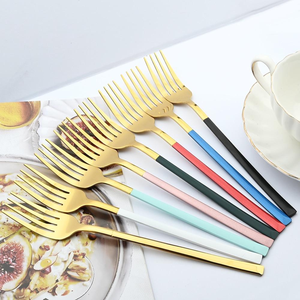 5Pcs Dinnerware Set Stainless Steel Tableware Set Knife Fork Spoon Dinner Set Black Gold Cutlery Set Kitchen Service for 6