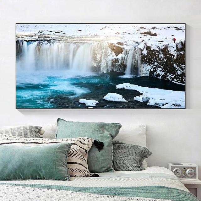 

Пейзаж Aldeyjarfoss водопад Исландия Северная зима холст картины постеры и принты настенная художественная картина домашний декор без рамки 20*40cm