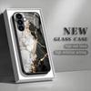 Marble textured pattern tempered glass phone case suitable for Samsung Galaxy S26 S25 S24 S22 S21 S20 FE/Ultra/Plus anti scratch