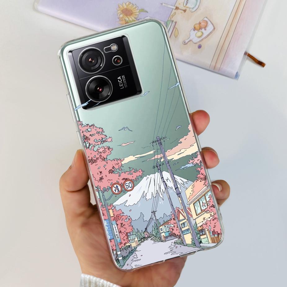 For Xiaomi 13T Pro Case Luxury Painted Back Cover Clear Silicone Phone Case For Xiaomi Mi 13T Pro 13TPro Soft Fundas 6.67'' Bags