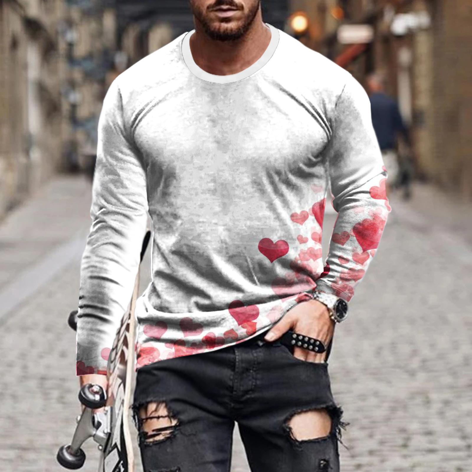 

Весенне-осенний новый модный мужской свободный пуловер с 3D-принтом и длинными рукавами, мужская футболка с трендовым принтом 6XL