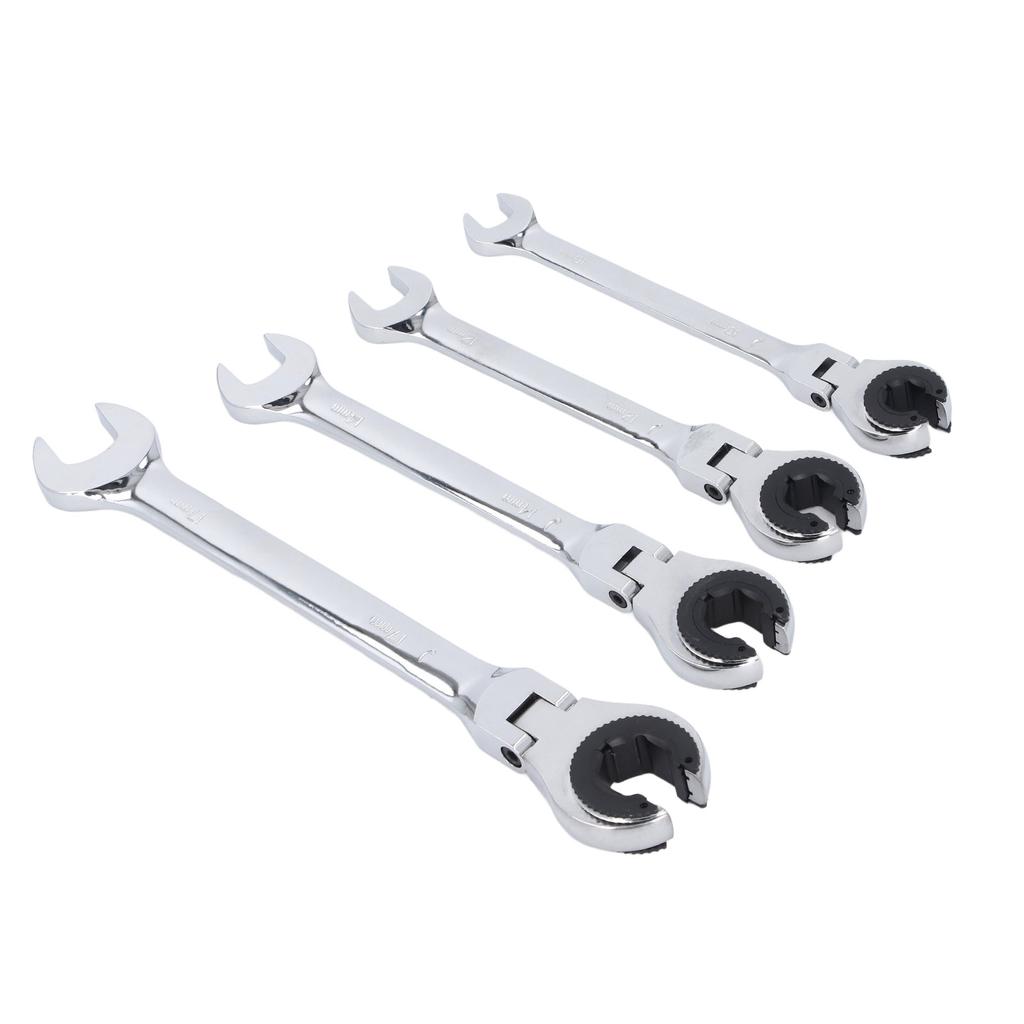 6Pcs Ratcheting Wrench Set 10 17mm Metric Open Flex Head 72 Teeth Gear Open End Adjustable for Air Conditioning Tubing